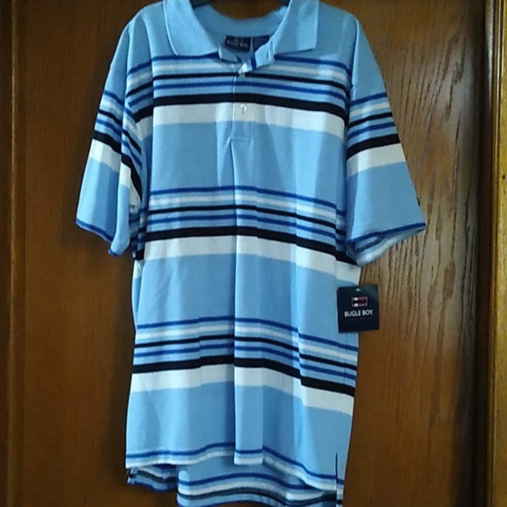 🆕 Vintage Bugle Boy Blue Stripe Shirt Size M New With Tags
